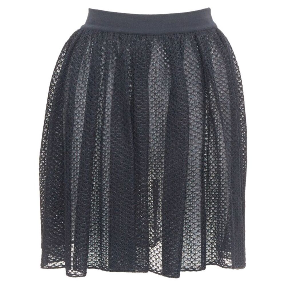 Alaia Black Silk Scale Cut Out Skater Skirt